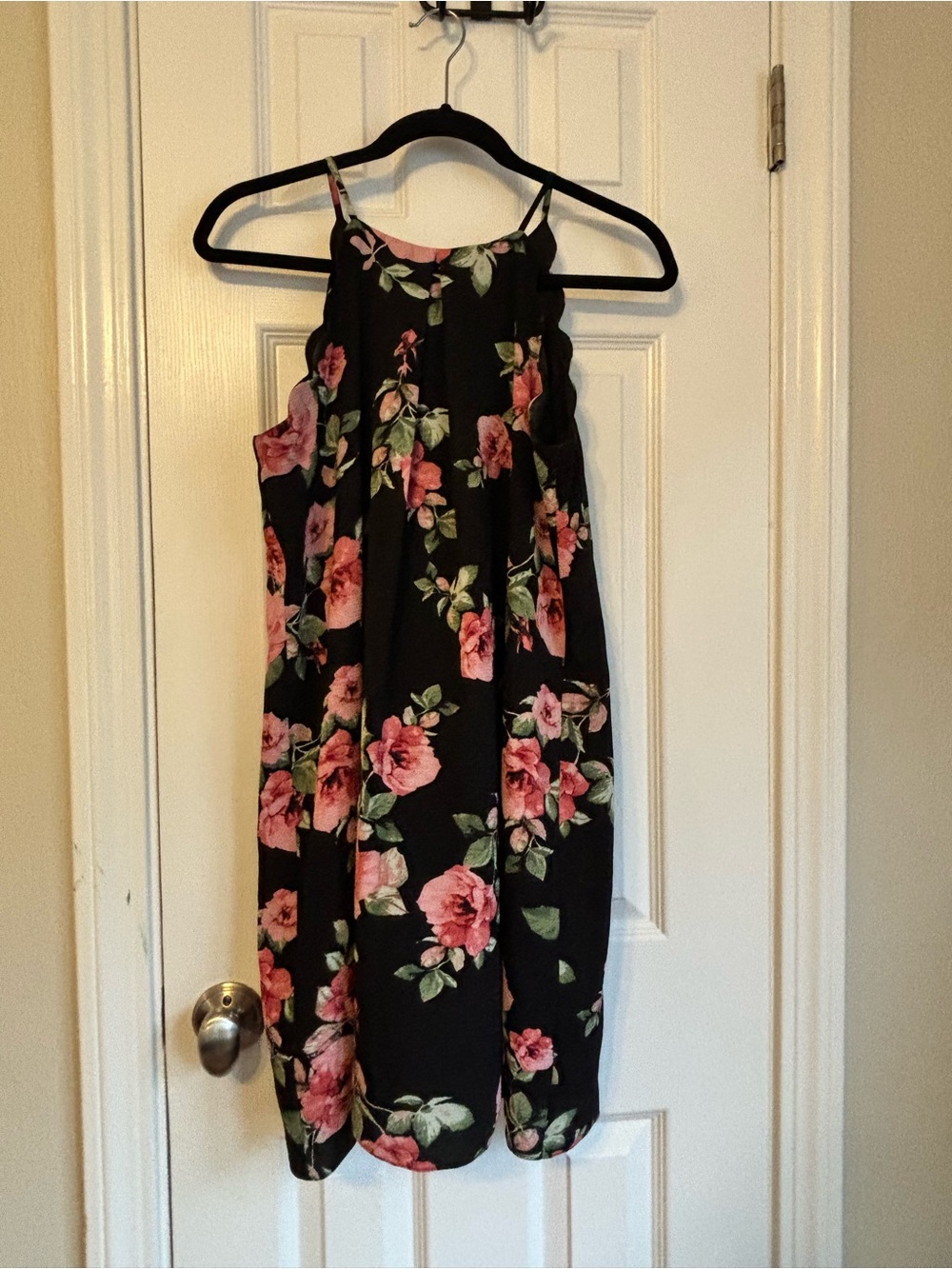 Iz Byer Black Mini Dress with Pink Floral Print